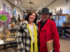 <p>Our 4th Friday regular and friend, Susan, brought her friend from CA to check out the art.</p>