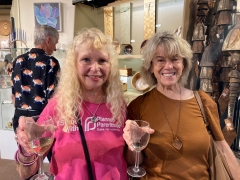 <p>Marion and Micki enjoying the wine and Art!</p>